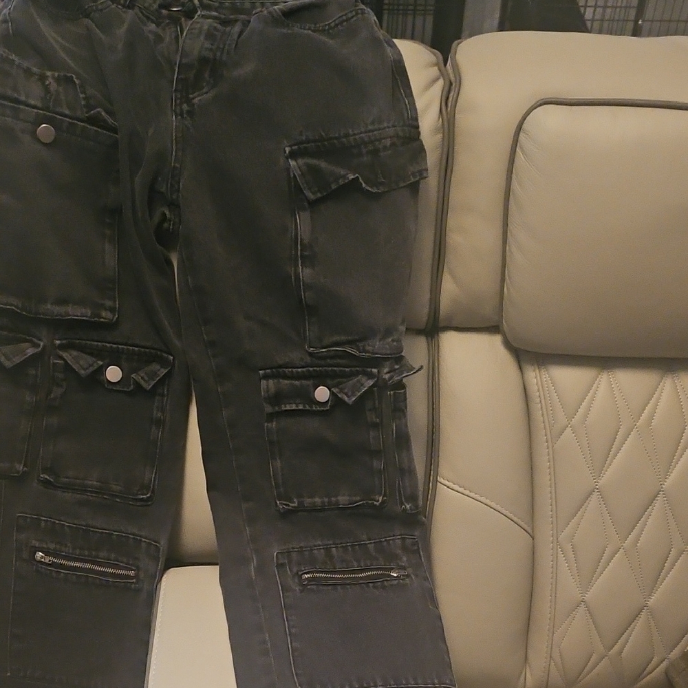 ROMWE Dark Gray Cargo Jeans for Men